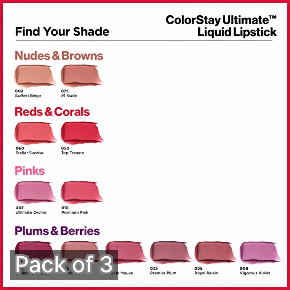 Revlon ColorStay Ultimate Liquid Lipstick, Stellar Sunrise (Pack of 3)