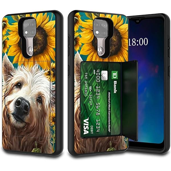 wonima11 Dog Sunflower Wallet Case for Motorola G Power 2021 (6.6"), Moto G Power 2021 Wallet Phone Case, Credit Card Holder ID Slot Hidden Pocket Fliping Door Dual Layer Rugged Cover Shell