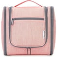 thumbnail image 3 of Narwey Extra Large Makeup Bag for Women Hanging Travel Toiletry Bag with Hook Water-Resistant Cosmetic Case with Multiple Compartments for Men, Pink, 3 of 8