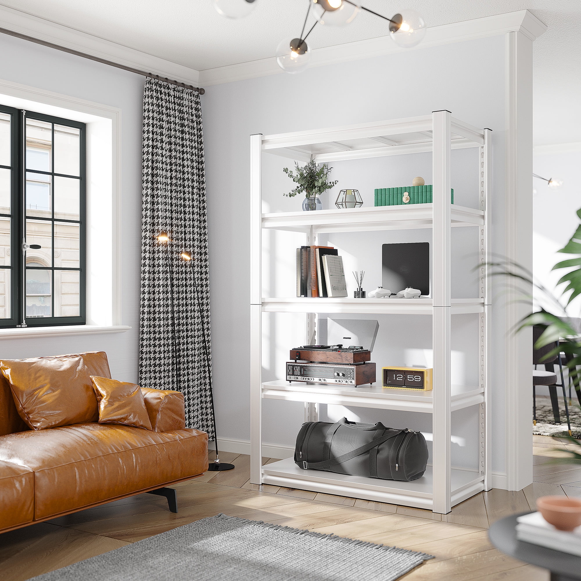 REIBII Garage Shelves Unit Heavy Duty 2000LBS Storage Shelves Pantry Shelves for Closet Storage Kitchen Shelves with 5 Tier Metal Shelving,White