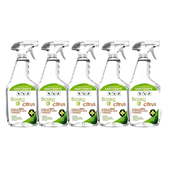 5pz Spray Sanitizante Bioseg Citrus Antibacterial Orgánico 1 Litro