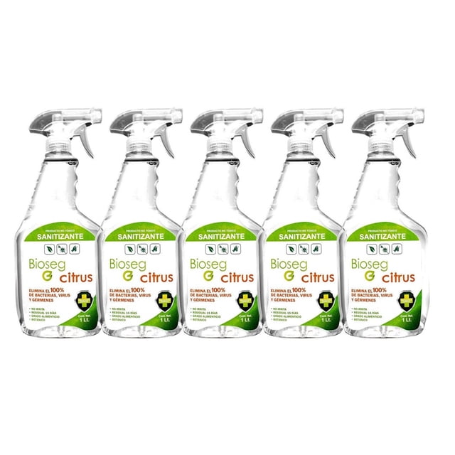 5pz Spray Sanitizante Bioseg Citrus Antibacterial Orgánico 1 Litro