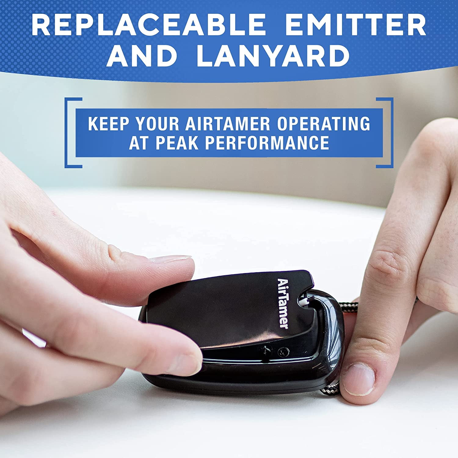 AirTamer A315 Rechargeable Personal Air Purifier with Ionic Technology, Portable Wearable Air Cleaner, Black with Leather Travel Case