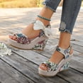 thumbnail image 5 of Women's Espadrille Wedge Sandals – Open Toe Ankle Strap Platform 4 Inchs High Heels Summer Dress Shoes, 5 of 8