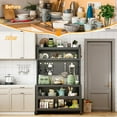 thumbnail image 5 of Kitchen Pantry Cabinet Storage with Microwave Shelf 5 Tier Metal Sideboard Baker's Rack Coffee Bar Hutch Buffet Laundry Storage, with Wheels & Hooks, 5 of 8