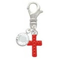 thumbnail image 2 of Delight Jewelry Silvertone Small Red Crystal Cross - Silvertone Clip on Charm with Clear Crystal Drop, 2 of 4