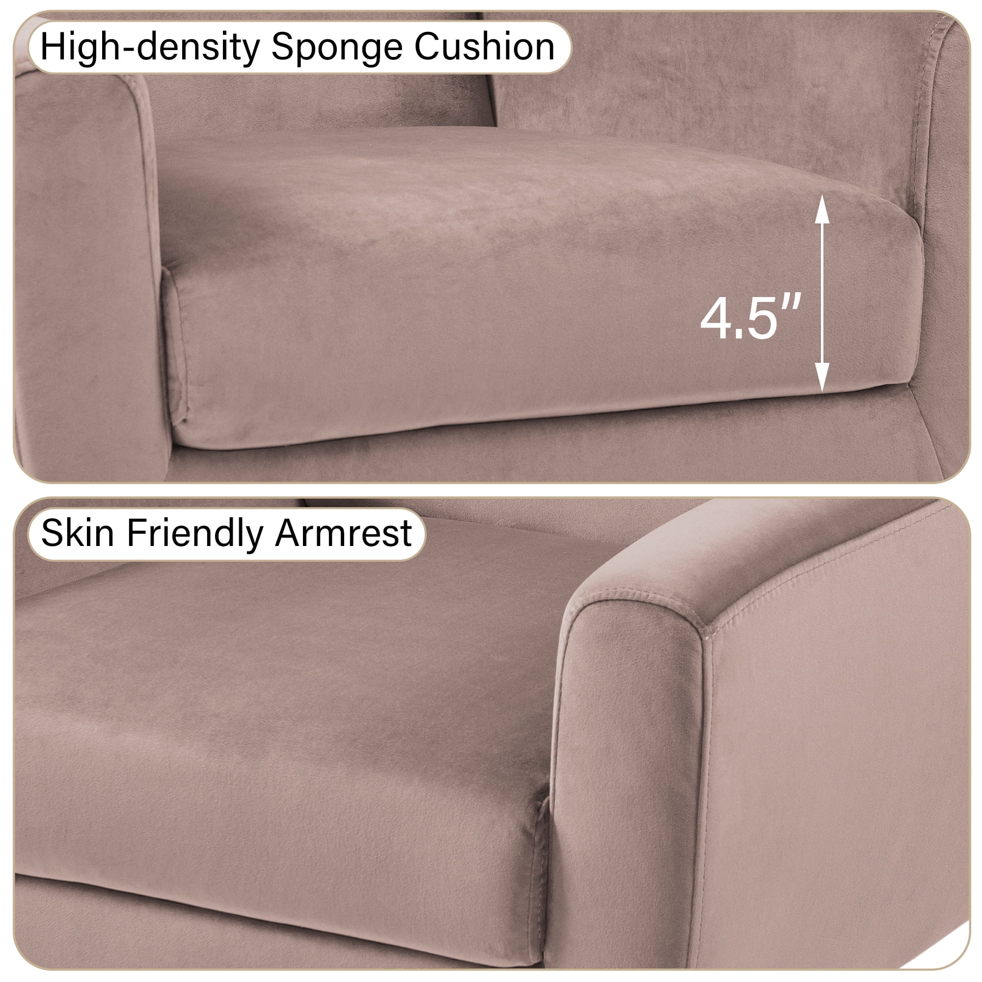 DREAMSIDEA Modern Button Tufted Accent Chair Set of 2 Upholstered Armchair Indoor,Velvet Living Room Chair for Bedroom, Pink