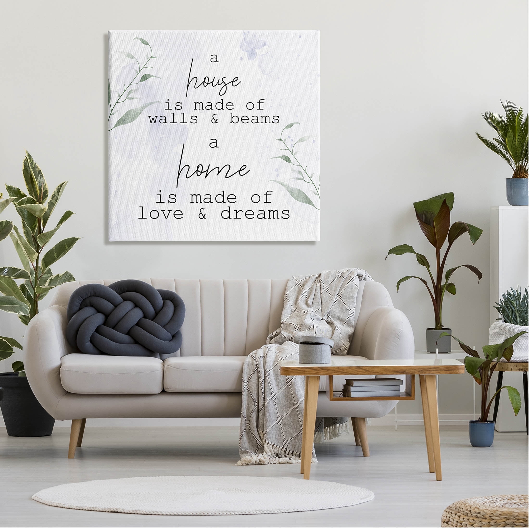 Stupell Industries Home is Love & Dreams Phrase Graphic Art Gallery Wrapped Canvas Print Wall Art, Design by Kim Allen