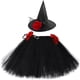 thumbnail image 4 of Falda tutú de bruja para niñas con flores, color negro, larga, para bebés pequeños, disfraz de Halloween para niños, fiesta de carnaval, falda de tul para niñas, 4 of 5