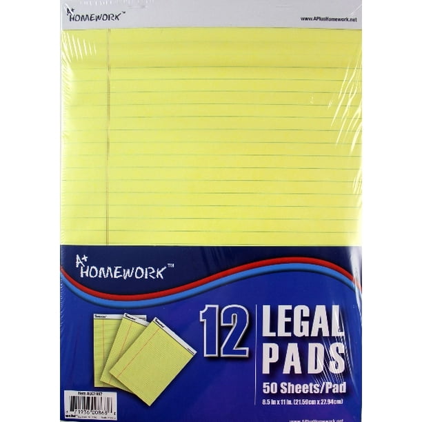 Bulk Buys Legal Pads Yellow Paper 8.5 in. x 11 in. 12pk Pack of
