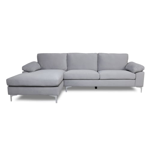 Sectional Sofa Bed Set Piscis Modern L Shaped Velvet Sleeper With Extra Wide Chaise Lounge Light Gray Com L Shaped Velvet Sleeper Sofa, Large Sleeper Sofa