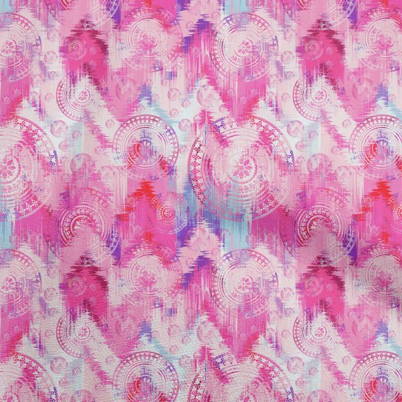 oneOone Silk Tabby Pink2 Fabric Swirl & Mandala Quilting Supplies Print Sewing Fabric By The Yard 42 Inch Wide