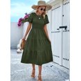 thumbnail image 4 of Women'S Spring Summer Solid Color Elegant Dresses Crewneck Cut Out Maxi Dress Green S, 4 of 8