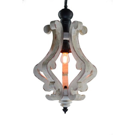 

Perth Wooden Chandelier With Metal Chain And One Bulb Holder White