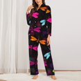 thumbnail image 3 of Disketp Pajamas Set Long Sleeve Sleepwear Womens Button Down Nightwear Pj Sets-Colorful Dragonflies, 3 of 9