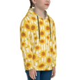 thumbnail image 3 of Fotbe Yellow White Striped Sunflower Pattern Youth Pullover Hooded Sweatshirt, Boys Hoodie, Kangaroo Pocket Hoodie for Kids Girls -Small, 3 of 6