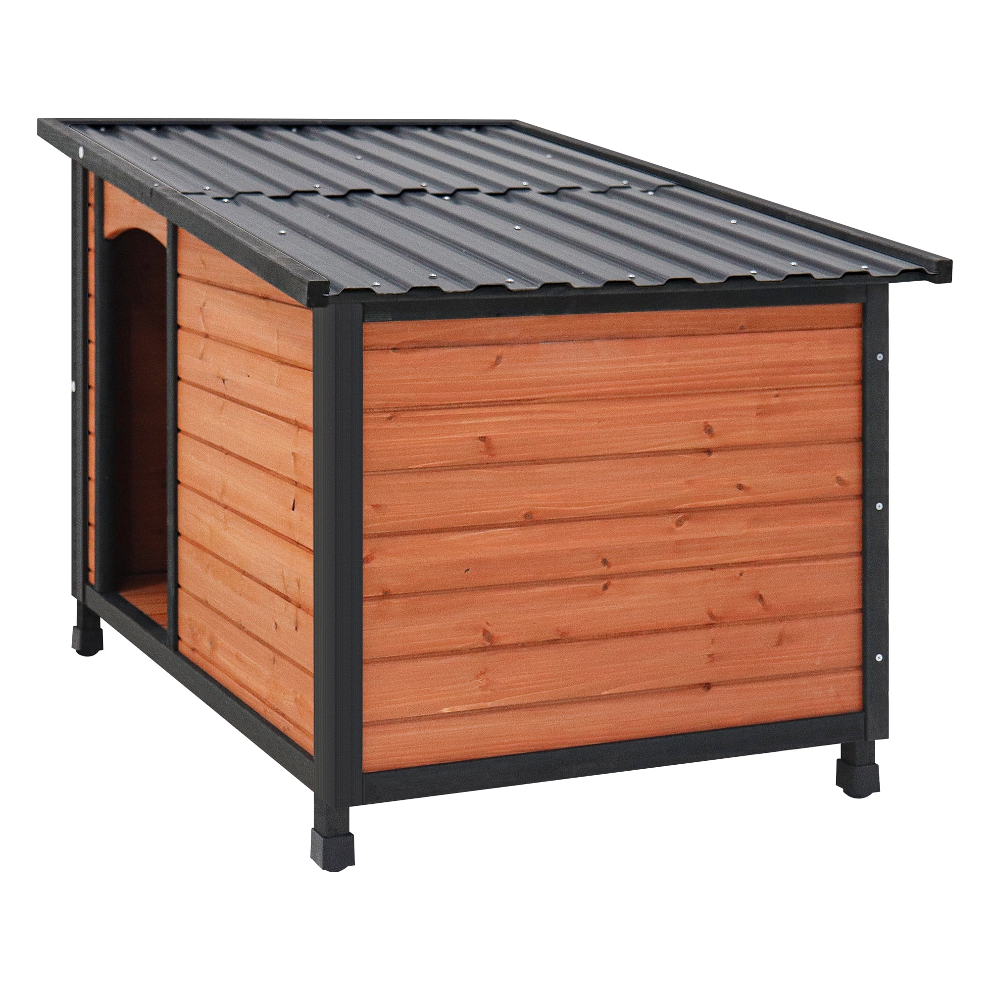 Pefilos 46" Wood Dog House for Large Dogs with PVC Roof and Removable Floor Outdoor Weatherproof Pet Cat House, Gold Pefilos 46" Wood Dog House for Large Dogs with PVC Roof and Removable Floor Outdoor Weatherproof Pet Cat House, Gold