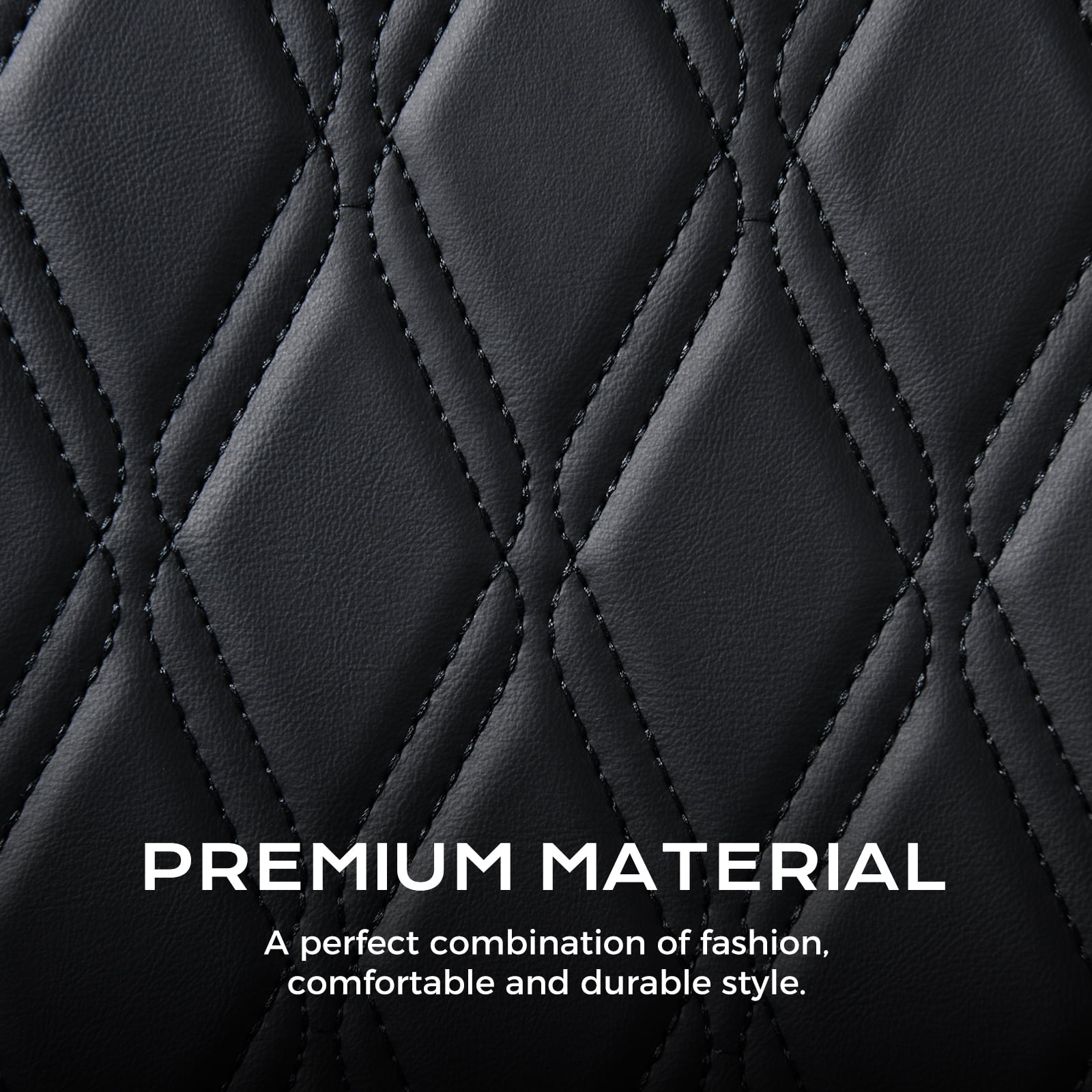 Coverado Car Seat Covers, Faux Leather with Carbon Fiber Front Car Seat Protectors, 4 Pieces Universal Fit for Most Cars SUV Trucks, Black&White