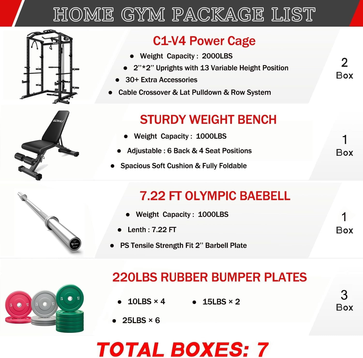 MITONOS Power Cage, 2000LBS Squat Rack with LAT Pulldown,Power Rack Strength Training Machine, Weight Lifting Equipment with More Attachments,Weight Bench,Olympic Barbell Weight Set for Home Gym,BK