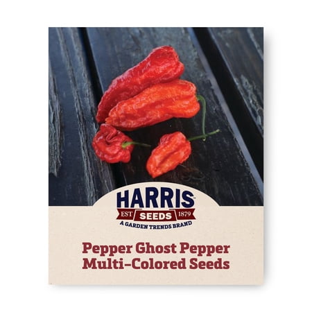 Harris Seeds Ghost Pepper Multi-Colored, (Bhut Jolokia), Hot Chili Variety for Garden, 50 Count