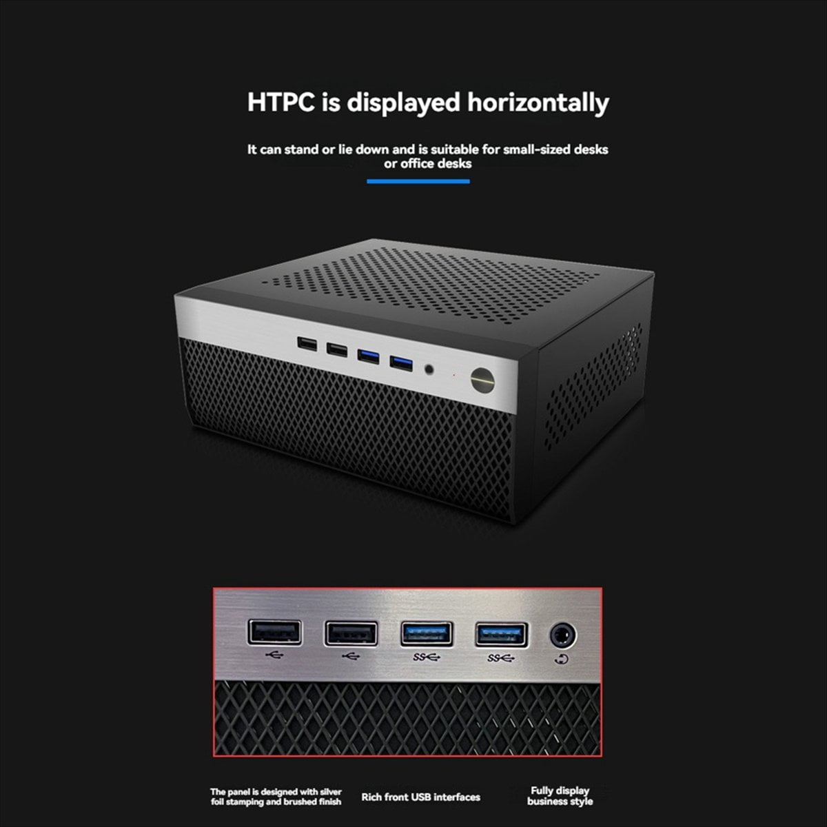 Mini ITX Computer Case HTPC Chassis with 4XUSB Support 1U PSU Compatible with MINI-ITX Motherboard,1 x Computer Case,Black