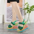 thumbnail image 3 of SACFOF Wedge Sandals for Women Colorful Double Woven Band Espadrilles Platform High Heel Sandals Ankle Strap Slingback Summer Shoes, 3 of 6