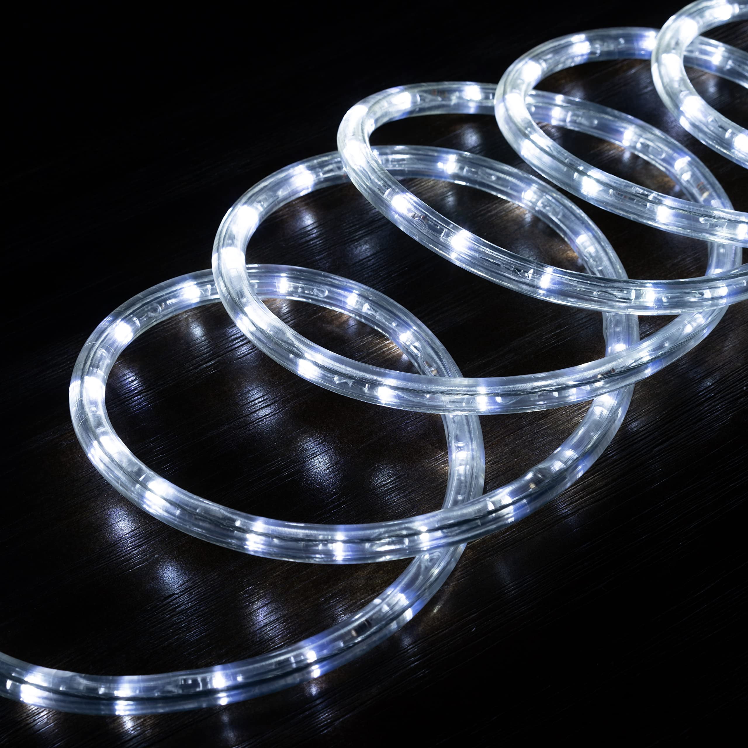 West Ivory 216LEDs, 20ft LED Outside Rope Lights, Waterproof Permanent Outdoor ETL Certified Connectable Clear Tube, Christmas Palm Tree Holiday Decorative Landscape Patio Accent Lighting- Cool White