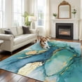 thumbnail image 2 of Rectangle Area Rugs 8 x 10 Ft, Turquoise Marble Non-Slip Residential Carpet, Abstract Minimalist Art Ombre Blue Indoor Crawling Mats Runner Rugs for Living Room/Dining Room/Bedroom, 2 of 8