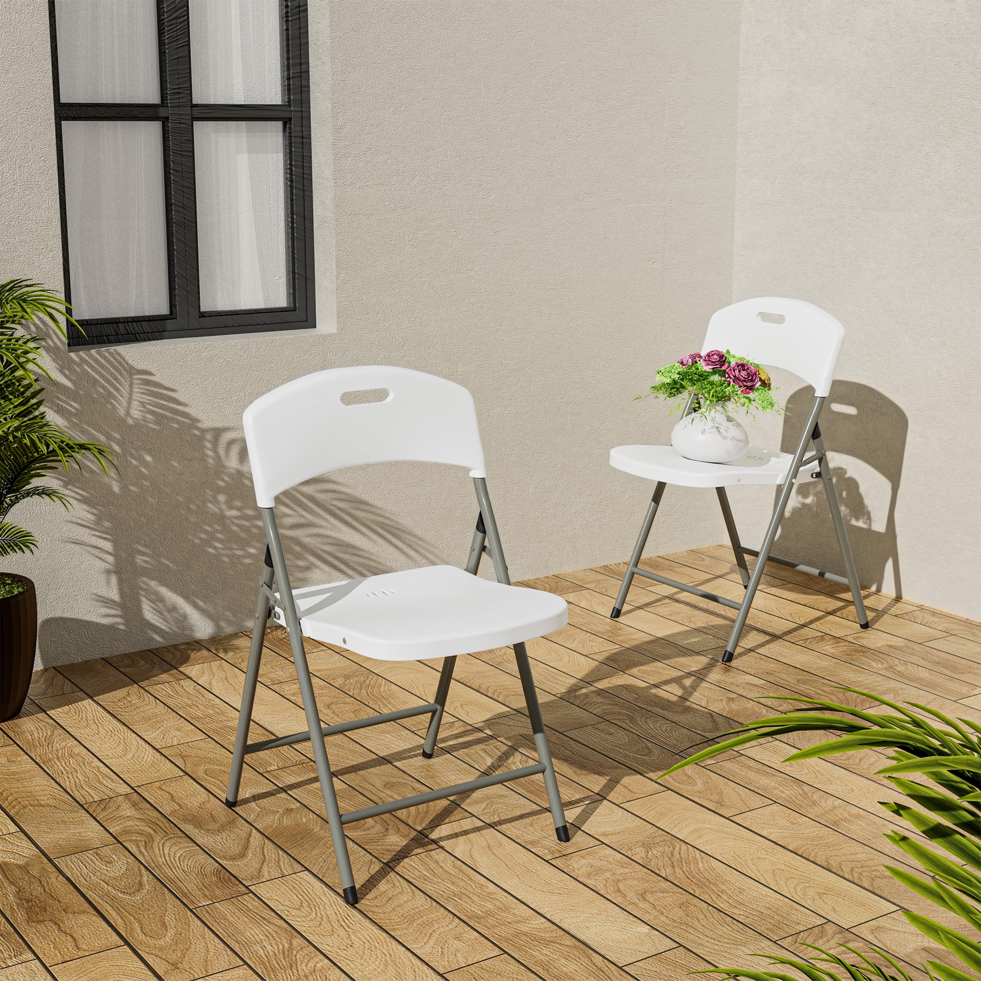 MAYEERTY 4-Piece Set Outdoor Dining Chairs for Party & Outdoor, Foldin, Portable & Stackable