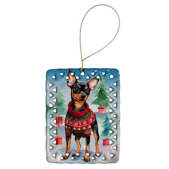 Carolines Treasures DAC3526CO2 3.4 x 2.6 in. Miniature Pinscher Christmas Porcelain Ornament