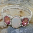 thumbnail image 5 of LBG British Made 18k White Gold Natural Opal & Pink Tourmaline Womens Promise Ring - 33 size options - Size 10.75, 5 of 7