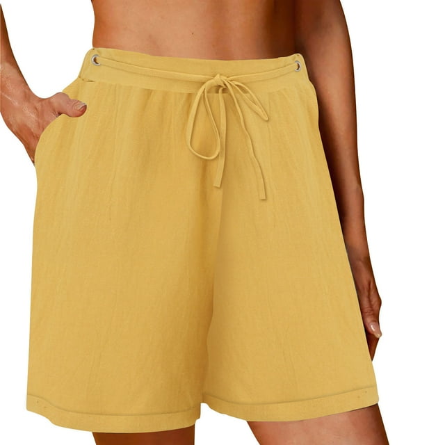 TNDBKQWR Shorts Mi-Hauts pour Femmes Shorts de Randonnée pour Femmes Shorts de Gym Shorts d'Entraînement pour Femmes Shorts Longs pour Femmes pour l'Été Soldes (Jaune, TG)