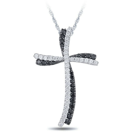 1/2 Carat T.W. Diamond Cross Pendant in Sterling Silver with 18 Chain
