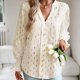 thumbnail image 4 of Blusa con escote en V para mujer, blusa de manga larga abullonada con escote en V para mujer, blusa informal para mujer, rendimiento finamente ajustado, 4 of 9