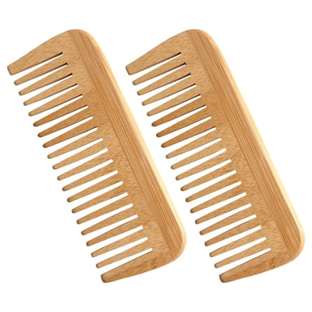 2 Pcs Solid Wood Comb Professional Hair Care Scalp Caring Wide Tooth for Curly Combs Wooden Massage Woman