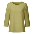 thumbnail image 5 of Sevevn Women Summer Fashion Casual Solid Tessel Half-Sleeve Round Neck Top Blouse Summer Clearance Yellow M, 5 of 5