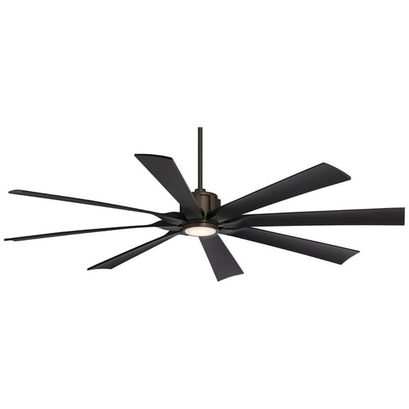 Possini Euro Design 70" Defender Indoor Outdoor Ceiling Fan 8 Blade LED Light Remote Control Oil Rubbed Bronze Finish Black Blades