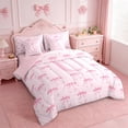 thumbnail image 2 of Erosebridal Cute Coquette Bow 7-Piece Bedding Comforter Set For Girls,Pink Letter U Initial Monogram King Bedding Sets,Pink Reversible, 2 of 7