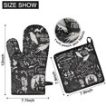 thumbnail image 6 of Black Halloween Letter Bat Pattern Kitchen Oven Mitt and Pot Holder Sets 2 Pcs for Baking, Cooking and Grilling, Heat Resistant Up To 392 °F, 6 of 7