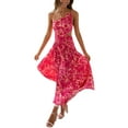thumbnail image 4 of nvzhuang Women Summer Midi Dress Spaghetti Strap Cross Tie-Up Backless Sleeveless Dress, 4 of 9