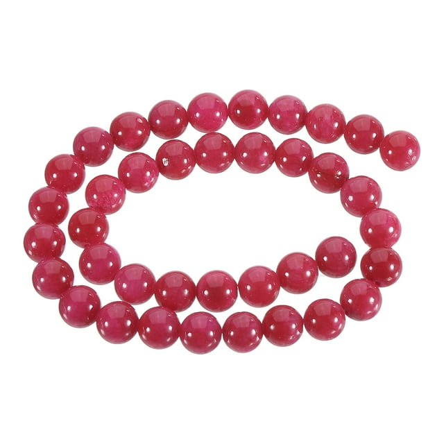 Unique Bargains 38 Pcs Perles en Pierre Naturelle 10mm Perles Rondes en Pierre Précieuse pour Bricolage Bracelet Collier Fabrication de Bijoux Rouge Pêche