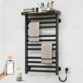 thumbnail image 2 of SIOYIE Smart Heated Towel Rack, 290W Wall-Mounted Electric Towel Warmer with Shelf, 8-Bar, Wi-Fi App Control, 1-24H Timer, 115℉-155℉, Low Carbon Steel, IPX5, Plug-in/Hardwired, Black, 2 of 9