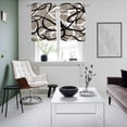 thumbnail image 5 of 2 Panels Kitchen Tier Curtains 39 Inch Length, Brown Geometric Grommets Window Treatment Curtain, Vintage Black White Striped Abstract Art Thermal Curtains Drapes for Living Room/Bathroom, 5 of 9