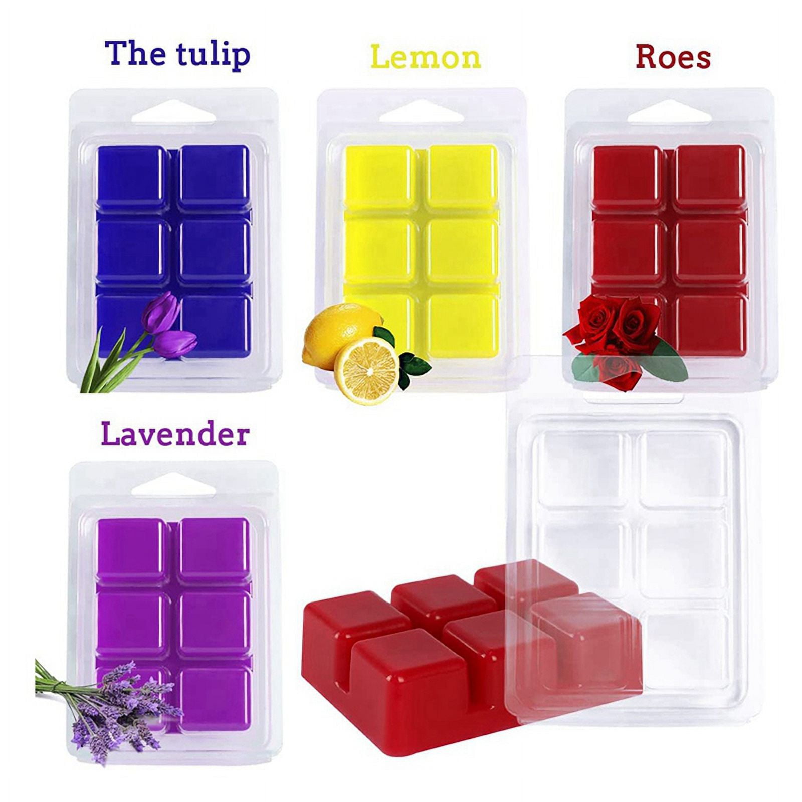 200 Packs Wax Melt Clamshells , Clear Empty Plastic Square Tray for Wax Tarts Candles