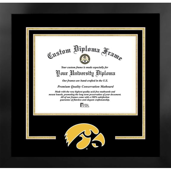University of Iowa Hawkeyes 11w x 8.5h Spirit Diploma Manhattan Black Frame with Bonus Campus Images Lithograph (value savings $59)