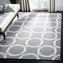 SAFAVIEH Four Seasons Soren Geometric Polyester Area Rug, Grey/Ivory, 5' x 8'