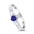 thumbnail image 4 of Claddagh Heart Promise Ring Blue Sapphire CZ 925 Sterling Silver Size 1, 4 of 7
