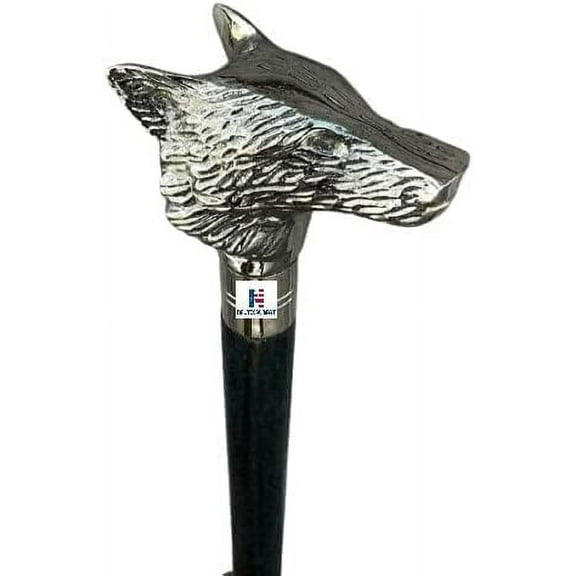 Silver Nebula Head Wolf Wooden Walking Cane Victorian Handmade AL Handle-Walking Stick--Best Stylish Gift for Your Lover