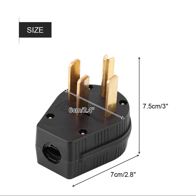 NEMA 14 50P Plug, Solid Brass Blades ABS Straight Angle Plug for Generator, with Easy Wiring for Dryer RV