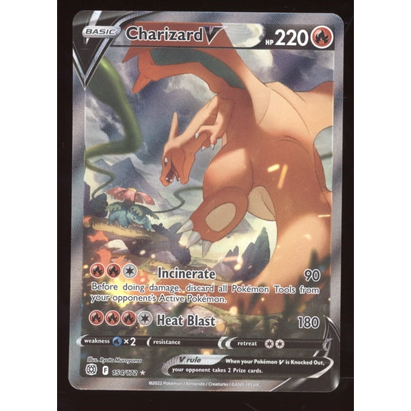 Collectible 2022 Brilliant Stars Charizard V Ultra Rare #154/172 English Pokémon Card